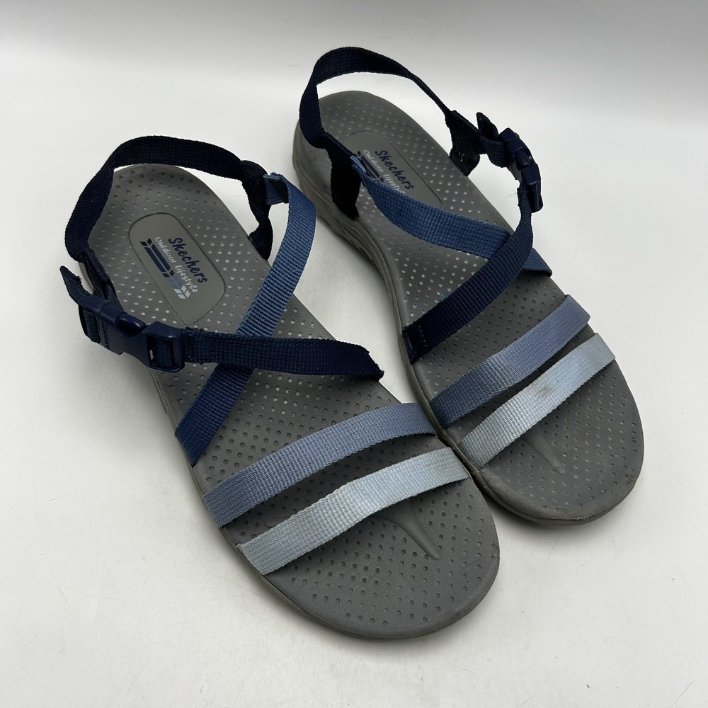 Skechers Sandals Womens 10 Strappy Sport Regae Blue Outdoor Hippie Climbing